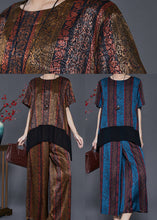 Load image into Gallery viewer, Blue Patchwork Silk Loose Women Two Pieces Set Low High Design Summer