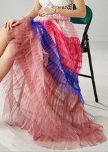 Load image into Gallery viewer, Blue Patchwork Tulle Beach Skirts Layered Ruffled Summer