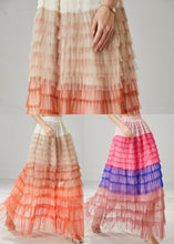 Load image into Gallery viewer, Blue Patchwork Tulle Beach Skirts Layered Ruffled Summer