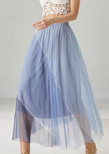 Load image into Gallery viewer, Blue Patchwork Tulle Vacation Skirts Elastic Waist Summer