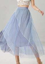 Load image into Gallery viewer, Blue Patchwork Tulle Vacation Skirts Elastic Waist Summer