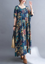 Load image into Gallery viewer, Blue Patchwork Wrinkled Holiday Maxi Dress Summer