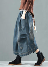 Load image into Gallery viewer, Blue Pockets Retro Patchwork Summer Skirts Denim