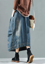 Load image into Gallery viewer, Blue Pockets Retro Patchwork Summer Skirts Denim