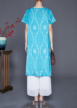 Load image into Gallery viewer, Blue Print Chiffon Holiday Dress V Nec Pockets Summer