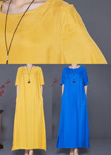 Load image into Gallery viewer, Blue Silk Holiday Dress Oversized Side Open Summer