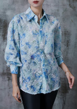 Load image into Gallery viewer, Blue Tie Dye UPF 50+ Shirt Tops Tasseled Summer