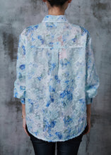 Load image into Gallery viewer, Blue Tie Dye UPF 50+ Shirt Tops Tasseled Summer