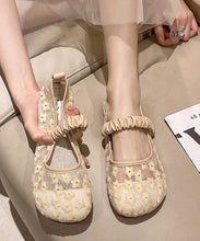 Load image into Gallery viewer, Blue Walking Sandals Women Tulle Embroidery Buckle Strap Splicing