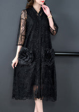 Load image into Gallery viewer, Bohemian Black Embroidered Floral Tulle Long Coats Half Sleeve