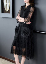 Load image into Gallery viewer, Bohemian Black Embroidered Floral Tulle Long Coats Half Sleeve