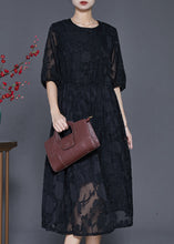 Load image into Gallery viewer, Bohemian Black Jacquard Chiffon Robe Dresses Summer