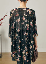 Load image into Gallery viewer, Bohemian Black Oversized Print Chiffon Shirt Summer