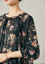 Load image into Gallery viewer, Bohemian Black Oversized Print Chiffon Shirt Summer