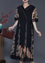 Load image into Gallery viewer, Bohemian Black Print Patchwork Tulle Dresses Summer