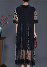 Load image into Gallery viewer, Bohemian Black Print Patchwork Tulle Dresses Summer