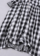 Load image into Gallery viewer, Bohemian Black White Plaid PeterPan Collar Pockets Button Fall Patchwork Dresses