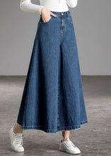 Load image into Gallery viewer, Bohemian Blue High Waist Pockets Wide Leg Fall Denim Pants