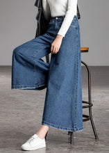 Load image into Gallery viewer, Bohemian Blue High Waist Pockets Wide Leg Fall Denim Pants