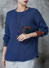 Load image into Gallery viewer, Bohemian Blue Oversized Patchwork Pocket Knit Sweater Spring