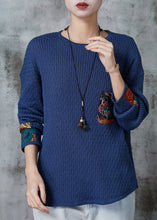 Load image into Gallery viewer, Bohemian Blue Oversized Patchwork Pocket Knit Sweater Spring