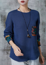 Load image into Gallery viewer, Bohemian Blue Oversized Patchwork Pocket Knit Sweater Spring