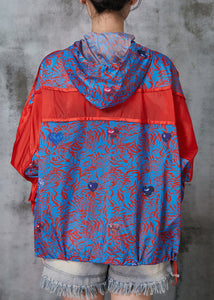 Bohemian Blue Oversized Patchwork Spandex Coat Spring