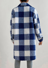 Load image into Gallery viewer, Bohemian Blue Peter Pan Collar Pockets Plaid Faux Fur Coats Fall