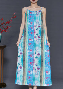 Bohemian Blue Print Silm Fit Cotton Sundress Summer