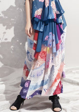 Load image into Gallery viewer, Bohemian Blue Ruffled Print Patchwork Silk Long Dresses Summer