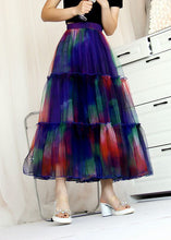 Load image into Gallery viewer, Bohemian Blue Ruffled Tie Dye Tulle Skirt Spring