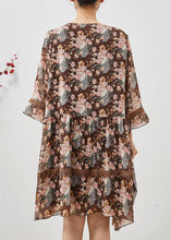 Load image into Gallery viewer, Bohemian Brown Print Patchwork Lace Holiday Dress Summer