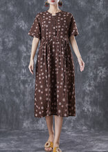 Load image into Gallery viewer, Bohemian Coffee Cinched Daisy Linen Dresses Summer