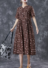 Load image into Gallery viewer, Bohemian Coffee Cinched Daisy Linen Dresses Summer