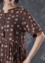 Load image into Gallery viewer, Bohemian Coffee Cinched Daisy Linen Dresses Summer