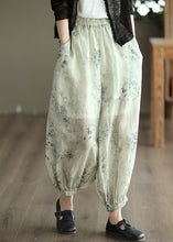 Load image into Gallery viewer, Bohemian Cyan Pockets Print Linen Lantern Pants Summer