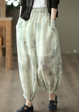 Load image into Gallery viewer, Bohemian Cyan Pockets Print Linen Lantern Pants Summer