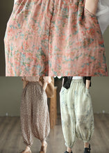 Load image into Gallery viewer, Bohemian Cyan Pockets Print Linen Lantern Pants Summer