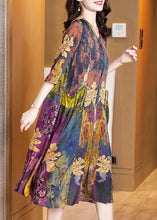 Load image into Gallery viewer, Bohemian Floral Pockets Wrinkled Patchwork Silk Dress Summer