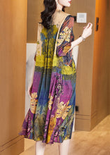 Load image into Gallery viewer, Bohemian Floral Pockets Wrinkled Patchwork Silk Dress Summer