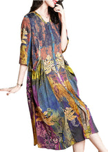 Load image into Gallery viewer, Bohemian Floral Pockets Wrinkled Patchwork Silk Dress Summer