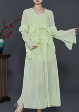 Load image into Gallery viewer, Bohemian Fluorescent Green Ruffled Chiffon Beach Dresses Summer