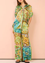 Load image into Gallery viewer, Bohemian Green Button Print Pockets Cotton Two Pieces Set Summer