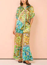 Load image into Gallery viewer, Bohemian Green Button Print Pockets Cotton Two Pieces Set Summer