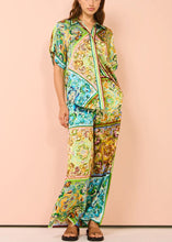 Load image into Gallery viewer, Bohemian Green Button Print Pockets Cotton Two Pieces Set Summer