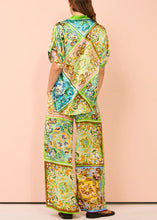 Load image into Gallery viewer, Bohemian Green Button Print Pockets Cotton Two Pieces Set Summer