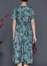 Load image into Gallery viewer, Bohemian Green Cinched Print Cotton Dress Summer