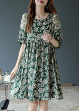 Load image into Gallery viewer, Bohemian Green O-Neck Print Chiffon Mid Dress Summer