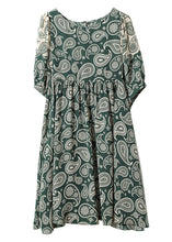 Load image into Gallery viewer, Bohemian Green O-Neck Print Chiffon Mid Dress Summer