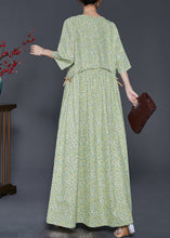 Load image into Gallery viewer, Bohemian Green Oversized Print Drawstring Cotton Dress Summer